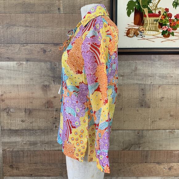 Vintage 1960’s 1970’s Psychedelic Boho Hippie Dagger Collar Popover Sz XS/Small - Picture 6 of 10